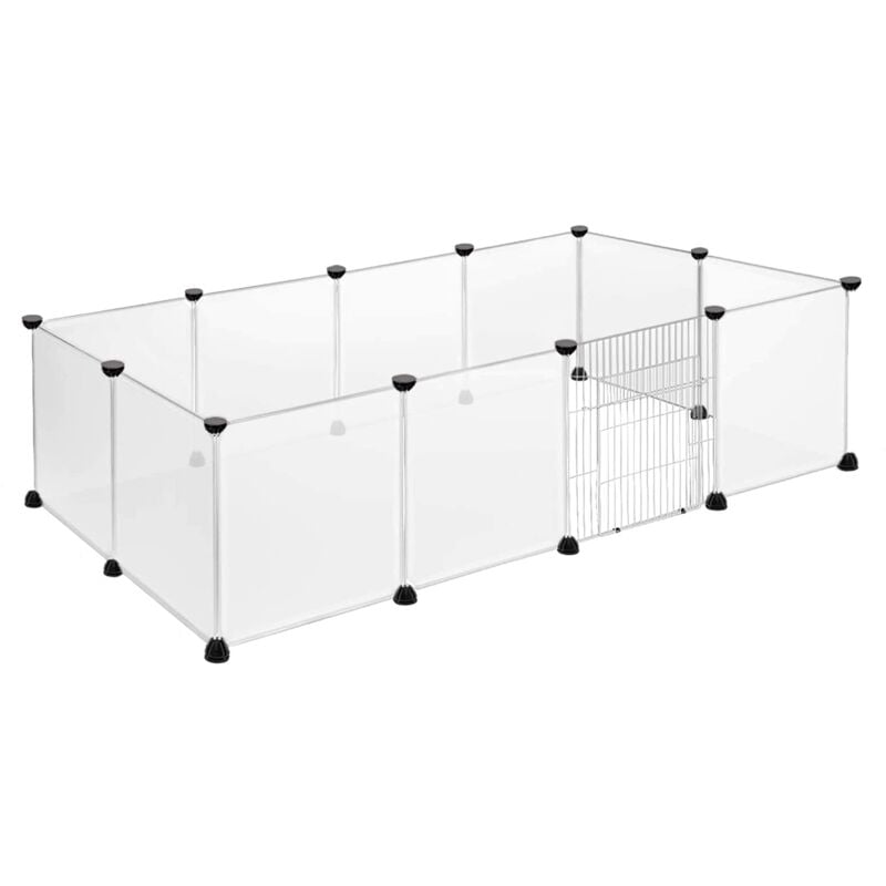 Naizy - Enclos 12Pcs Parc 145x75x48cm Parc pour chiots Enclos blanc pour petits animaux 35x45cm par pièce Enclos diy Extensible avec porte