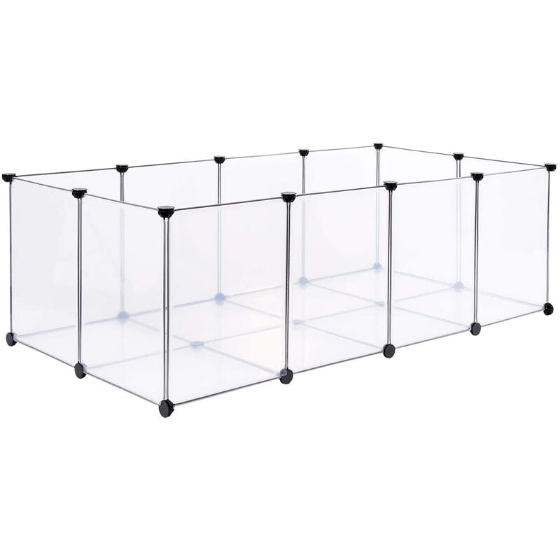 Enclos Petits Animaux Fond, Cage modulable Cochon d'Inde, Hamster, Lapin, Rongeur, Petits Animaux domestiques, Panneaux Transparents 1437147cm