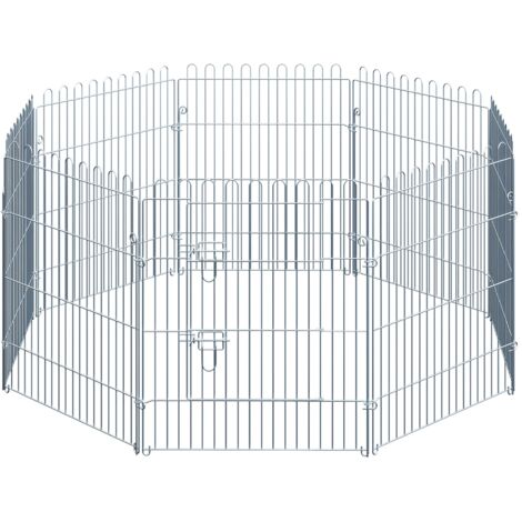 Enclos plein air chiots clôture barrière animaux 8 pièces 63x76 cm