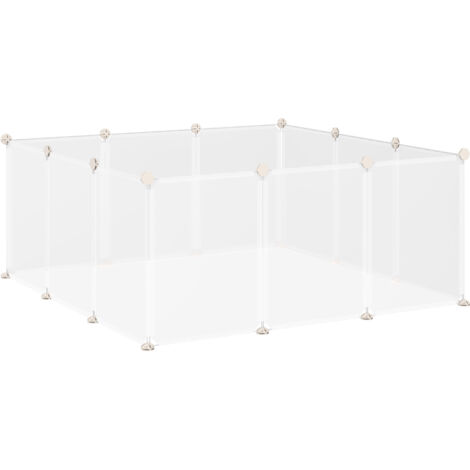 Enclos pliable pour petits animaux 12 panneaux chiot cochon 105x105x45 cm blanc