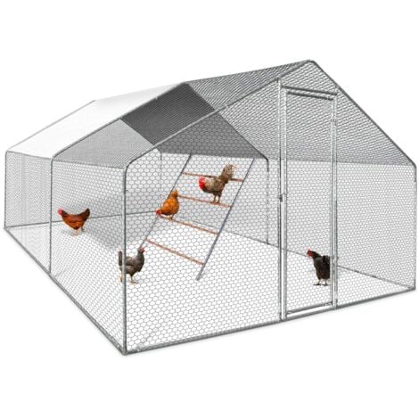 Enclos poulailler 12 m² 4x3 M avec grand perchoir 4 niveaux en bois acier galvanisé