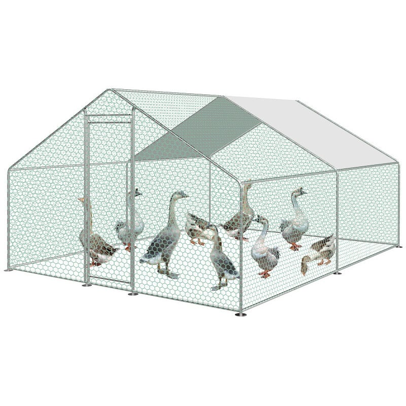 Swanew - Enclos Poulailler 12 m² parc grillagé 4x3 m acier galvanisé avec filet