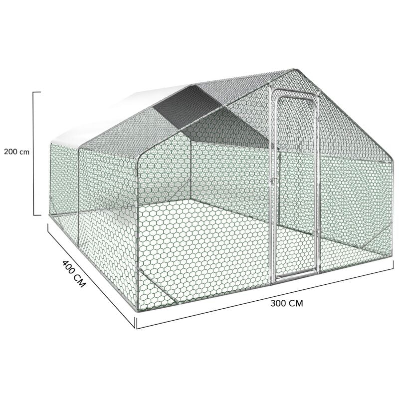 Enclos Poulailler 12 M² Parc Grillagé 4x3m Acier Galvanisé