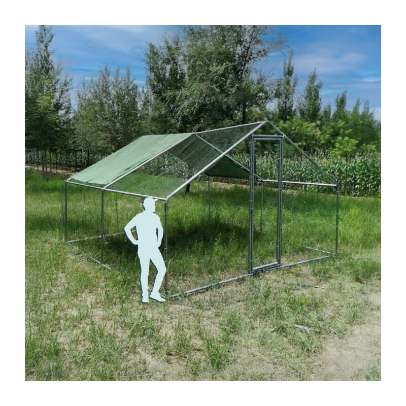 Animal Valley - Parc à Poules - Enclos 16m² Ø38mm 4x4x2,8m - Acier Galvanisé