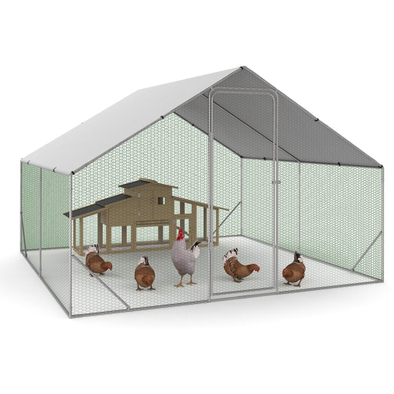 Enclos poulailler Idmarket 9 m² parc grillagé - 3x3 m - Acier galvanisé - Naturel