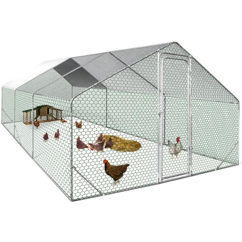 Enclos poulailler Idmarket 18 m² parc grillagé - 6x3 m - Acier galvanisé - Naturel