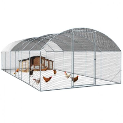 Enclos poulailler dôme 22,5 m² parc grillagé 3x7,5 M avec porte latérale - Naturel