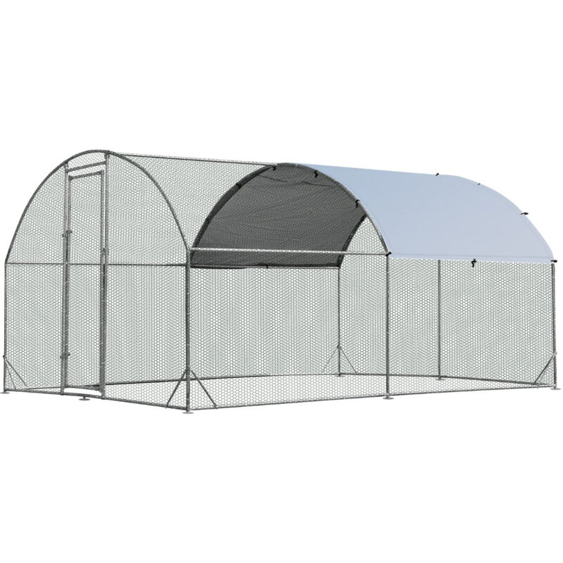 Enclos poulailler en métal galvanisé 380 x 280 cm avec housse supérieure en tissu oxford parc grillagé pour poulet canard lapin