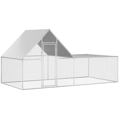 Enclos Poulailler - Parc enclos pour animaux 4 x 2 x 2 m Acier galvanisé BV198215 - BonneVie