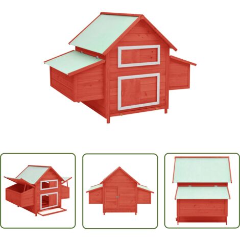 Enclos Poulailler - Parc enclos pour animaux Rouge et blanc 152x96x110 cm Bois de sapin massif BV351126