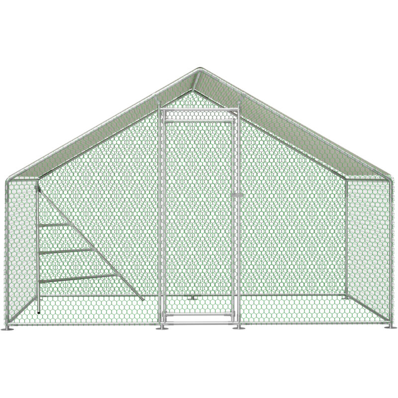 Enclos, Poulailler/volière métallique 3x2m - Structure d'escalade intégrée, toit imperméable, grand espace de course - Sécurisé pour poules et petits