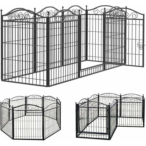 Enclos pour chien 80 cm – Parc modulable intérieur/extérieur – Fer traité anti-déformation – 8 panneaux 80 x 63 cm – Bingopaw