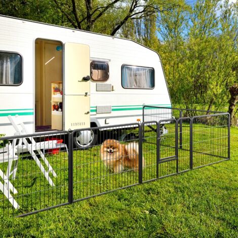 Enclos pour Chiens 8 Panneaux Hauteur de 60CM pour Chiot Animaux Parc Portable Pliable avec Porte Barrière Métallique Noir