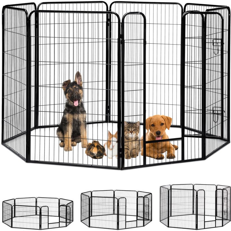 Relaxdays - Enclos pour chiots, petits chiens, chiots, pour l'intérieur, stable, extérieur, parc, Taille xxl, noir