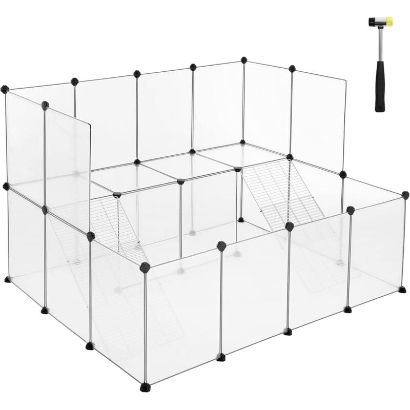 Feandrea - Enclos pour petit animal, clôture modulable, transparent LPC004W01