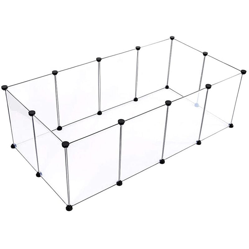 Enclos pour petits animaux Clôture modulable en plastique 143x71x47cm - 20 panneaux transparents