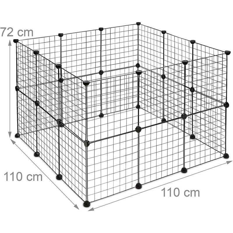 Enclos pour petits animaux domestiques parc extensible cage grille clapier grillage pack de 24 noir