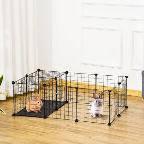 Enclos pour petits animaux parc pour lapins. cochons d'Inde et rongeurs modulable. noir