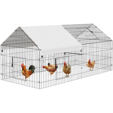 Enclos pour Poulailler en métal avec housse imperméable pour poulailler - 214x101x101cm - Portable - Pour promener dans un poulailler en plein air - Cage pour animaux de ferme