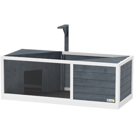 Enclos tortues 120x50x40cm gris avec toit ouvrant, support lampe, plateau & fenêtre panoramique