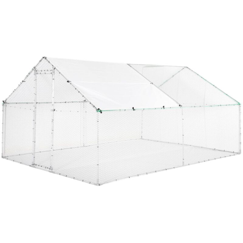 Sweeek Enclosure For Chicken Coop And Aviary 12m² Galvanised Steel Grey And Green, Several Dimensions - Babette