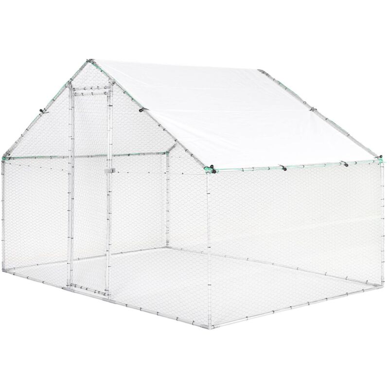 Sweeek - Enclosure For Chicken Coop And Aviary 6m² Galvanized Steel Grey And Green, Several Dimensions - Babette