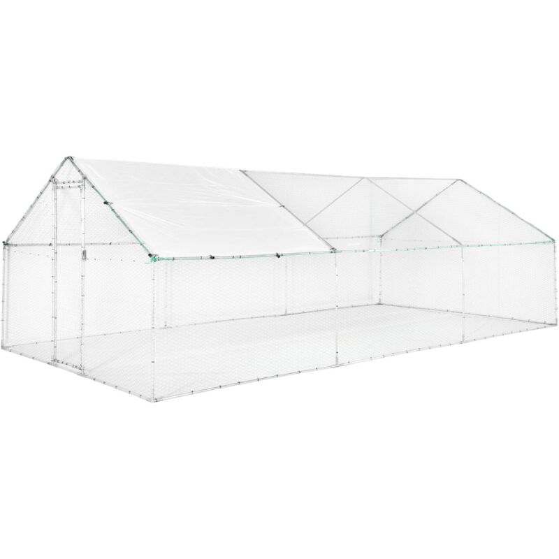 Sweeek Enclosure For Chicken Coop And Aviary 18m² Galvanised Steel Grey And Green, Various Sizes - Babette