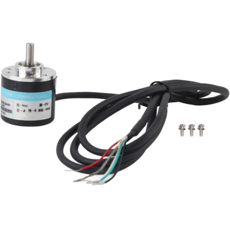 Encodeur rotatif incrémental 5‑24V DC AB 2 phases à arbre plein pour automatisation bureautique 1000 impulsions