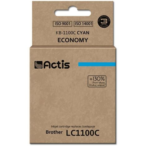Encre Actis KB-1100C (remplace Brother LC1100C/LC980C Standard 19 ml cyan)