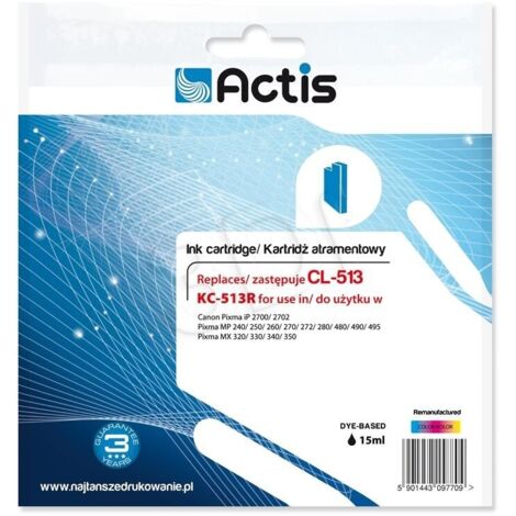 Encre Actis KC-513R (remplace Canon CL-513  Standard  15 ml  couleur)