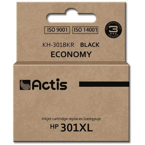 Encre Actis KH-301BKR (remplace HP 301XL CH563EE Standard 20 ml noire)