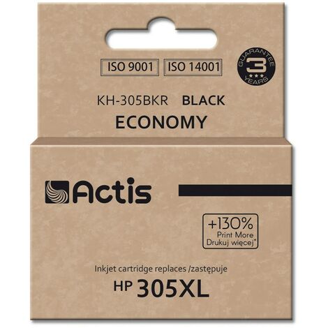 Encre Actis KH-305BKR pour imprimante HP compatible avec HP 305XL 3YM62AE format standard 20 ml noire
