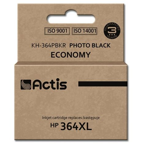 Encre Actis KH-364PBKR (remplacement pour HP 364XL CB322EE Standard 12 ml photo noire)