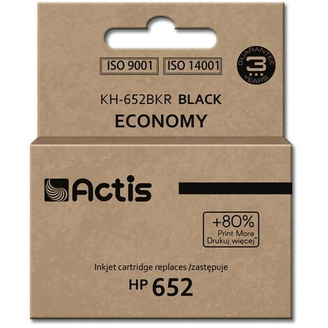Encre Actis KH-652BKR (remplacement pour HP 652 F6V25AE  Standard  15 ml  noir)