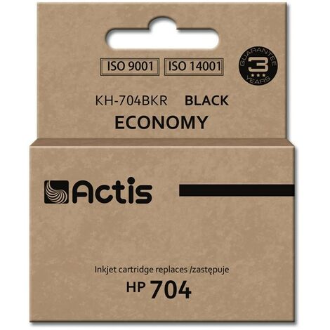 Encre Actis KH-704BKR (remplace HP 704 CN692AE Standard 15 ml noire)