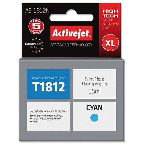 Encre Activejet AE-1812N (remplacement pour Epson 18XL T1812 Supreme 15 ml cyan)