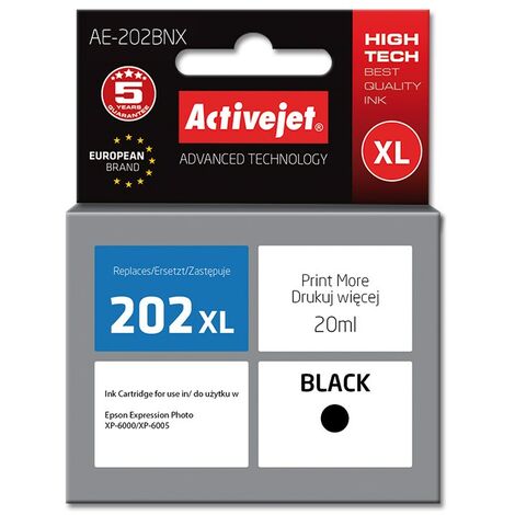 Encre Activejet AE-202BNX (remplace Epson 202XL G14010 Supreme 20 ml noire)