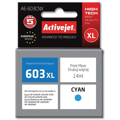 Encre Activejet AE-603CNX (remplace Epson 603XL T03A24 Supreme 14 ml cyan)