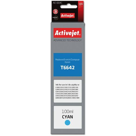 Encre Activejet AE-664C (remplace Epson T6642  Supreme  100 ml  cyan)