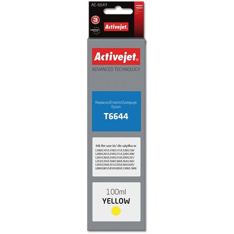 Encre Activejet AE-664Y (remplace l'encre Epson T6644 Supreme 100 ml jaune)