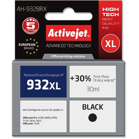 Encre Activejet AH-932BRX (remplace HP 932XL CN053AE  Premium  30 ml  noire)