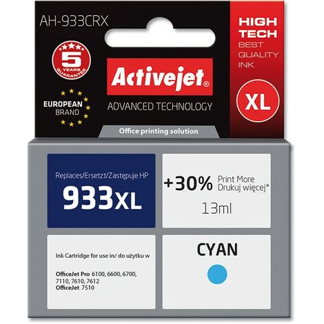 Encre Activejet AH-933CRX (remplace HP 933XL CN054AE  Premium  13 ml  cyan)
