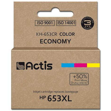 Encre pour imprimante Actis KH-653CR. Compatible avec HP 653XL 3YM74AE qualité supérieure 18 ml 300 pages couleur