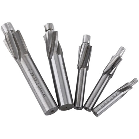End Mill, 5pcs M3-M8 4 Flutes HSS-AL Slotted Milling Cutter Drill Bits HRC6568° Metal Milling Cutter for Copper, Aluminum, Steel, Cast Iron
