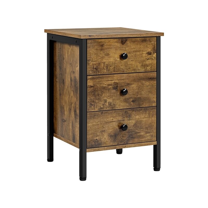 Yaheetech End Tables, Nightstand, 3-Drawer Side Table, Rustic Brown