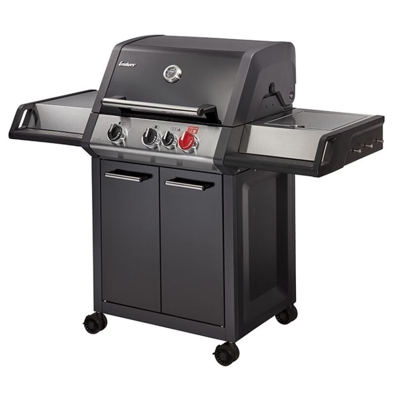 Barbecue Monroe Black Pro 3 k Turbo - 3 brûleurs dont 1 Turbo Zone - 1 brûleur latéral - Simple Clean - Switch Grid - Jusqu'à 14 convives - 14,1 kW