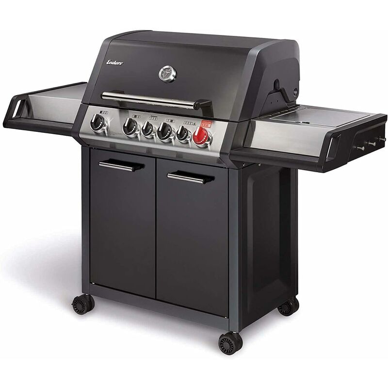 Enders Monroe Black Pro 4 IK Turbo Barbecue a Gas - Turbo Zone & Simple Clean - BBQ gas Campeggio con bruciatore a infrarossi 3 bruciatori in Acciaio