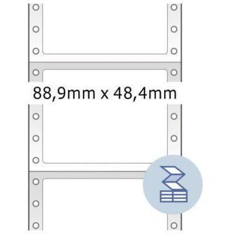 Endlosetikett 88,9 x 48,4 mm (B x H) nicht wieder ablösbar mit Führungslochrand Papier weiß 1-bahnig 3.000 Etik./Pack.