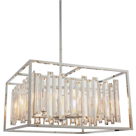 Endon Acadia - Plafonnier à 6 ampoules, plaque chromée et verre en cristal transparent, E14