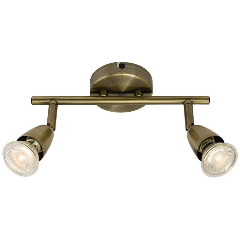 Adjustable 2 Light Spotlight Antique Brass, GU10 - Endon